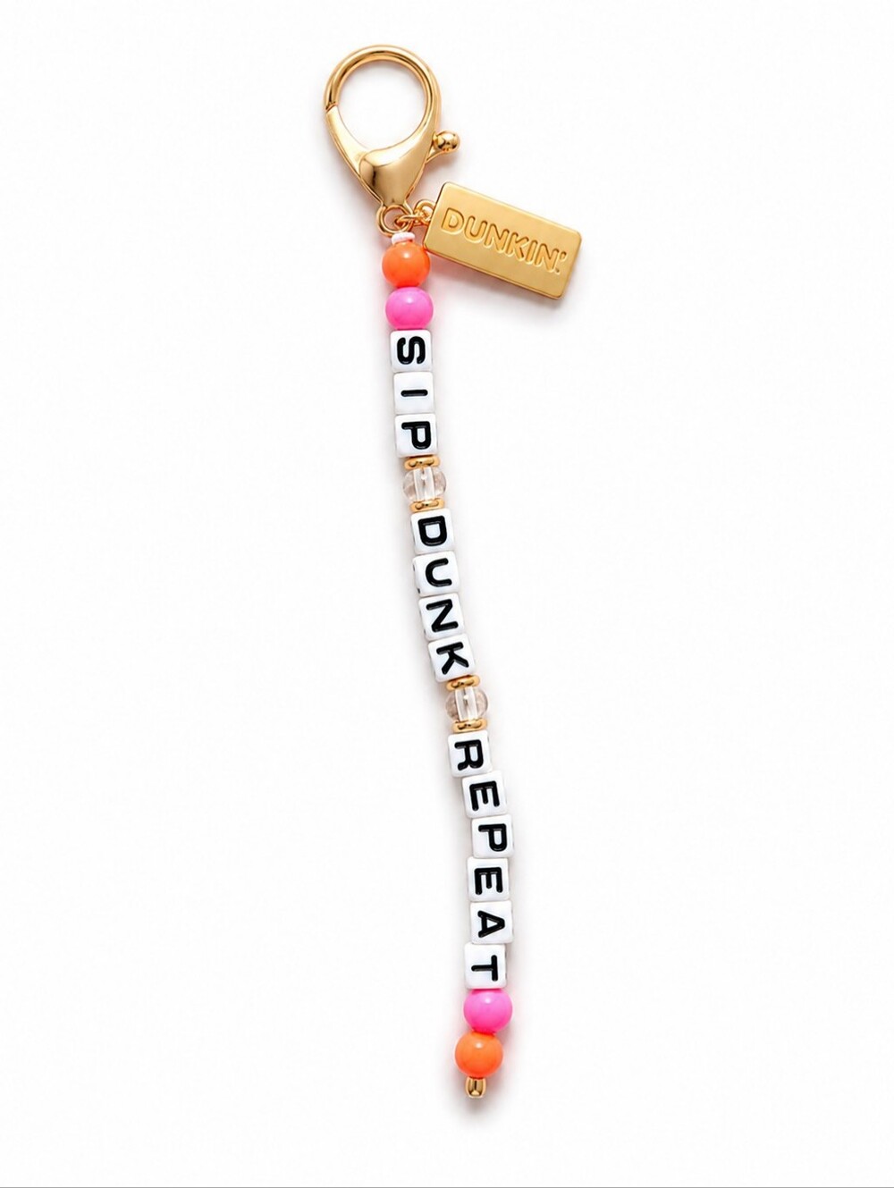 Dunkin "Sip Dunk Repeat" Beaded Keychain | New Collectible Bag Charm
